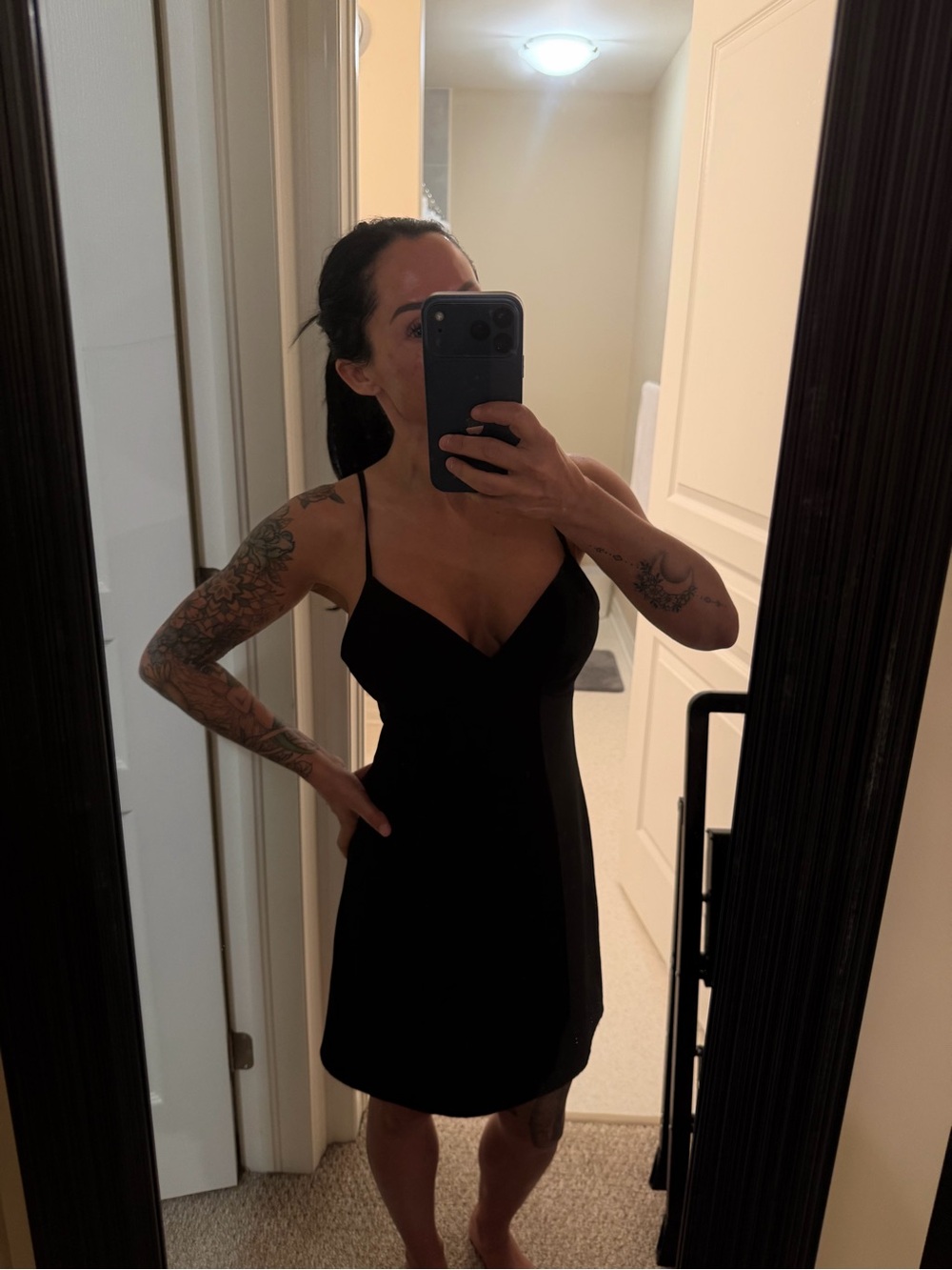 Dynamite Black Mini Slip Dress with Double Spaghetti Straps - Picture 3 of 3